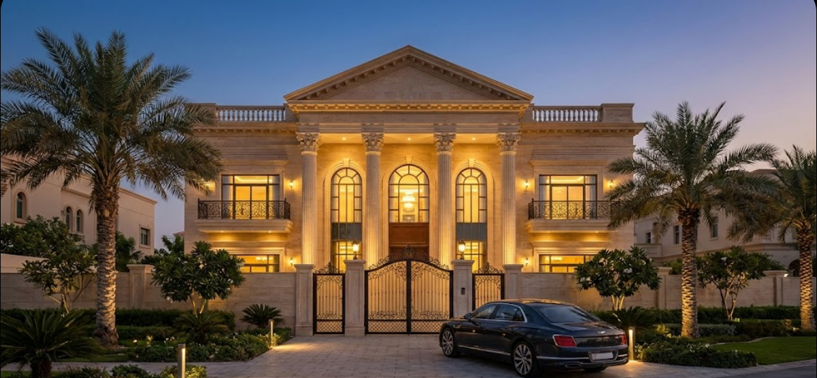 تصميم واجهات فلل نيو كلاسيك